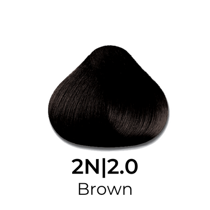 2N|2.0 Brown hair dye swatch for professional coloring