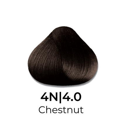 Chestnut hair color swatch 4N|4.0, rich brown tone for salon or home use