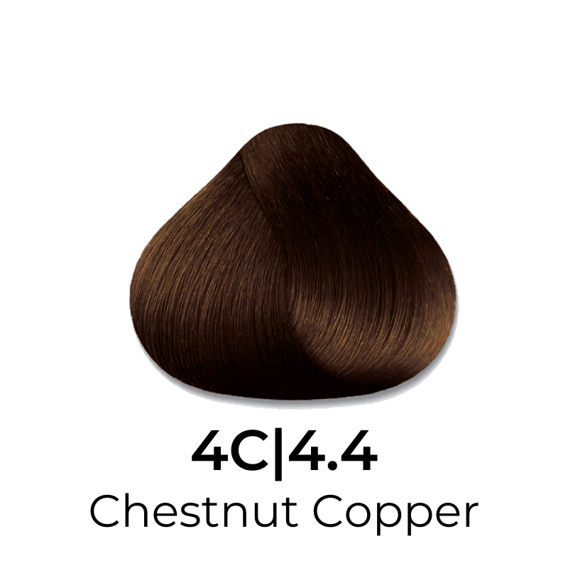 Chestnut Copper hair color swatch 4C|4.4, rich warm brown tone for beauty styling