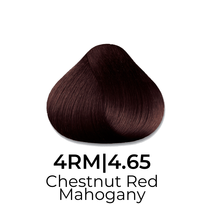 Chestnut Red Mahogany hair color swatch 4RM|4.65 for salon or home use