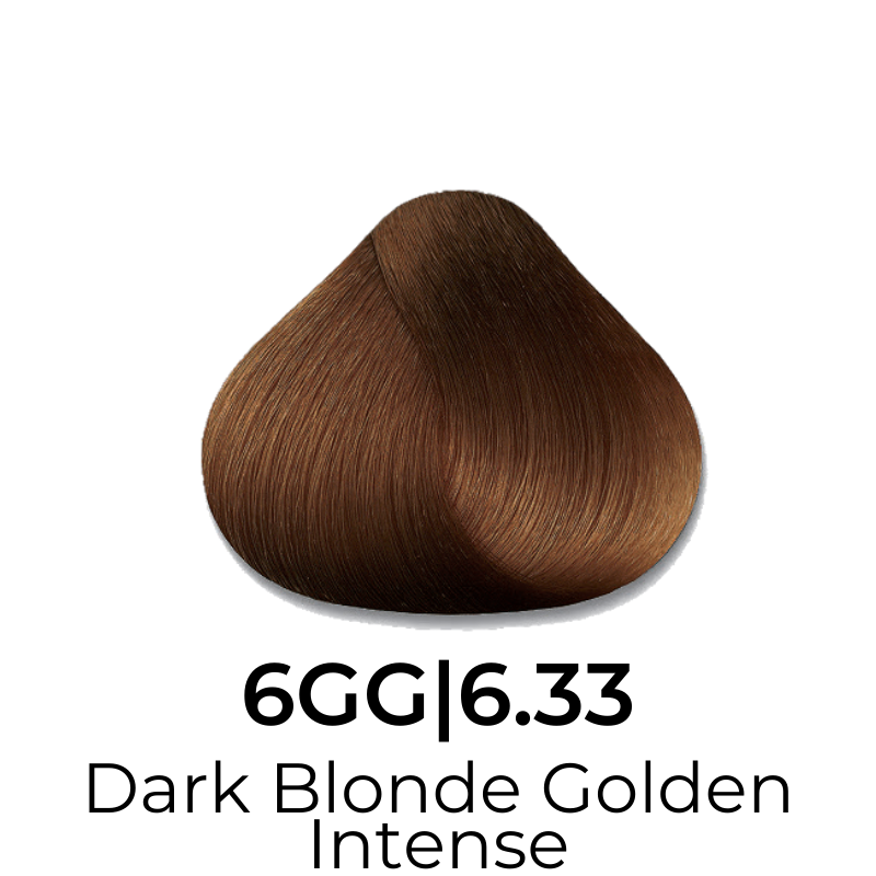 Dark Blonde Golden Intense hair color swatch 6GG|6.33 for salon or home use