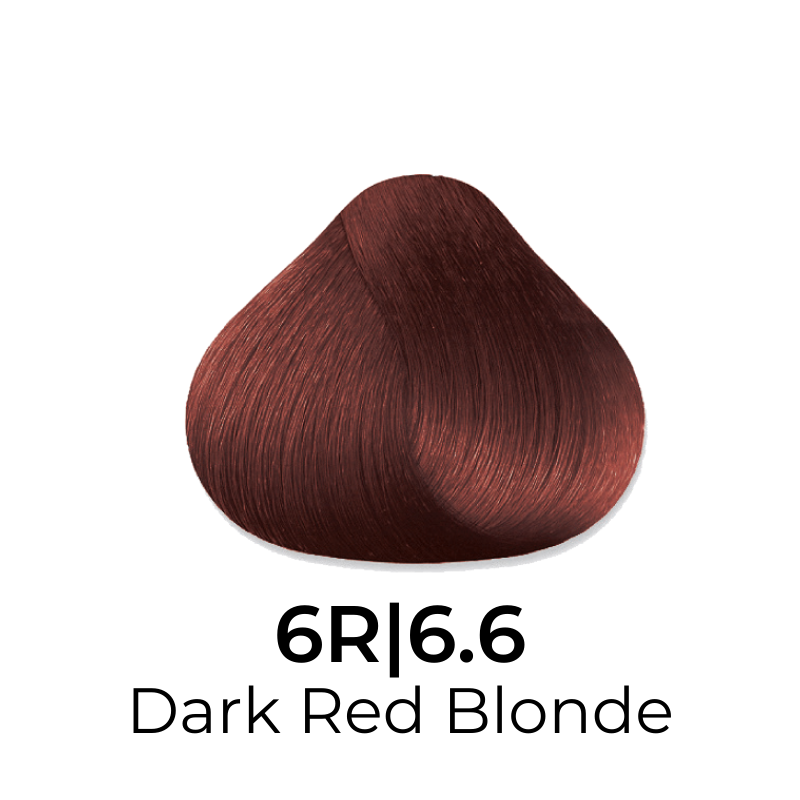 Dark Red Blonde hair color swatch 6R|6.6, rich auburn tone for salon or home use