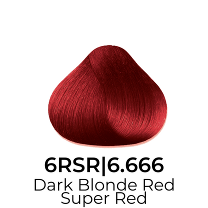 Dark Blonde Red Super Red hair color swatch 6RSR|6.666 for vibrant salon-style dye results