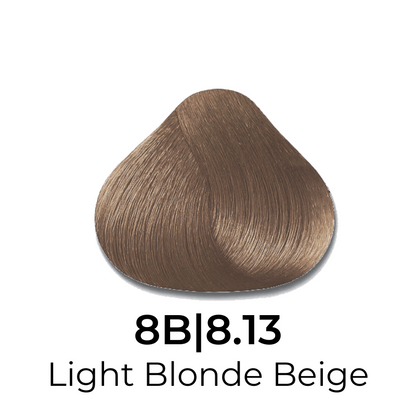 Light Blonde Beige hair color swatch 8B|8.13 for salon or home use