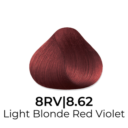 Light Blonde Red Violet hair color swatch 8RV|8.62 for salon or home use