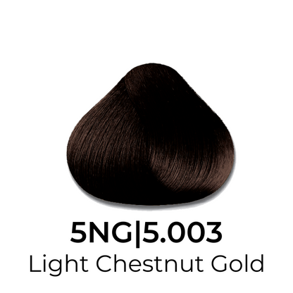 Light Chestnut Gold hair color swatch, shade 5NG|5.003, for beauty styling