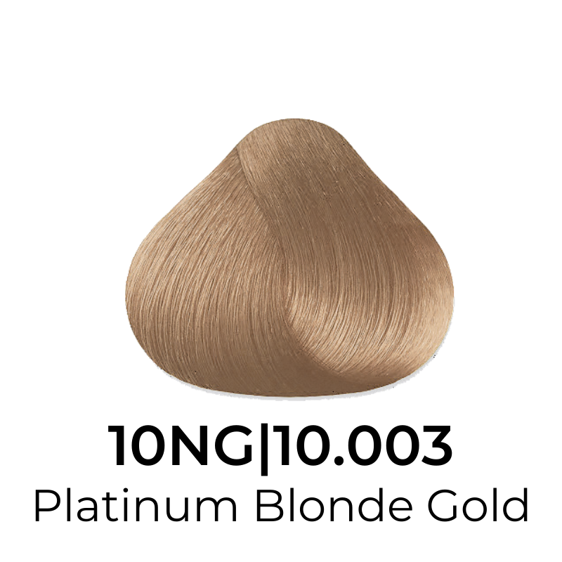 Platinum Blonde Gold hair color swatch 10NG|10.003 for beauty styling