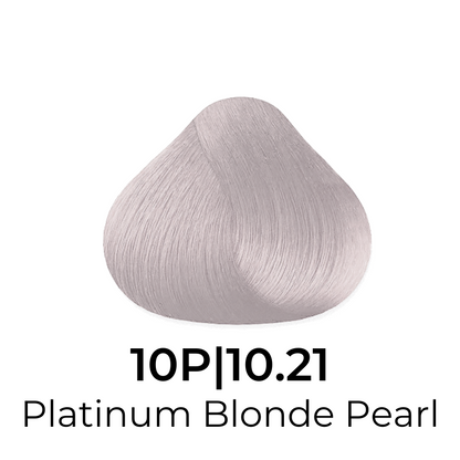 Platinum Blonde Pearl hair color swatch 10P|10.21, ultra-light cool-toned shade for salon styling