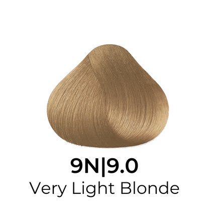 9N 9.0 Very Light Blonde hair color swatch for professional salon use