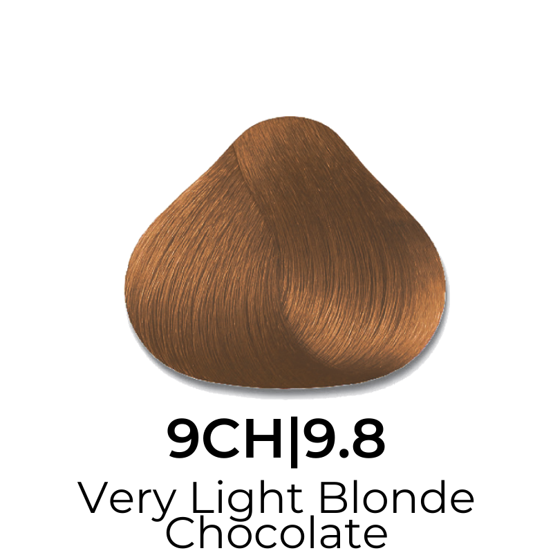 9CH|9.8 Very Light Blonde Chocolate hair color swatch for salon or home use