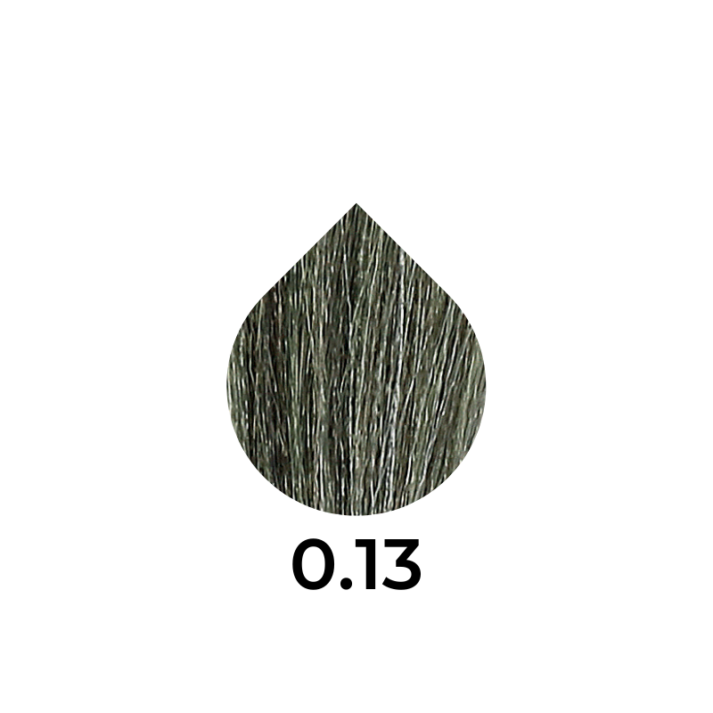 0.13 hair color swatch in olive green tone for professional beauty use