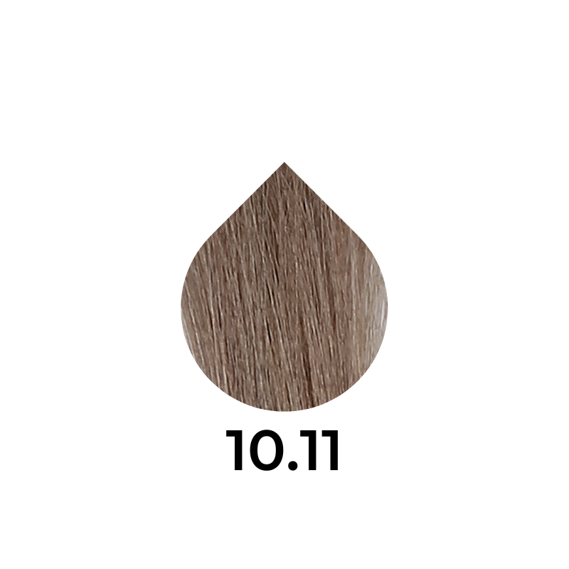 Hair color swatch 10.11, ash brown tone for professional salon use