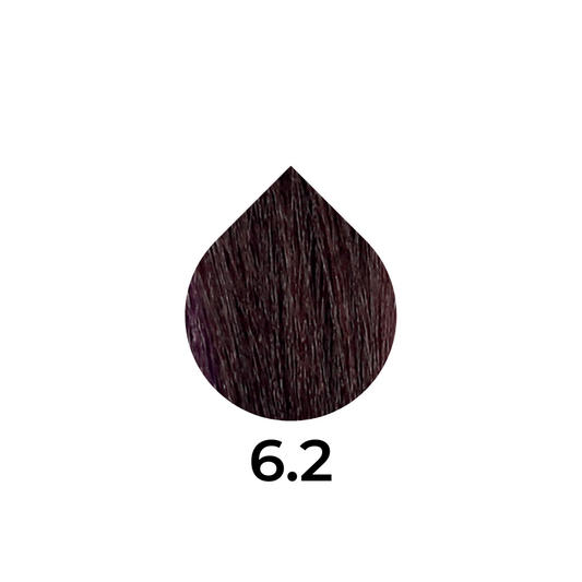 Deep burgundy hair dye swatch, shade 6.2, for rich color transformation