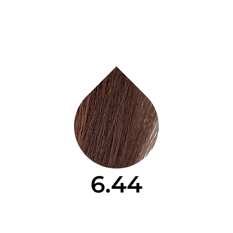 Dark brown hair color swatch 6.44 for professional beauty products