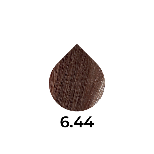 Dark brown hair color swatch 6.44 for professional beauty products