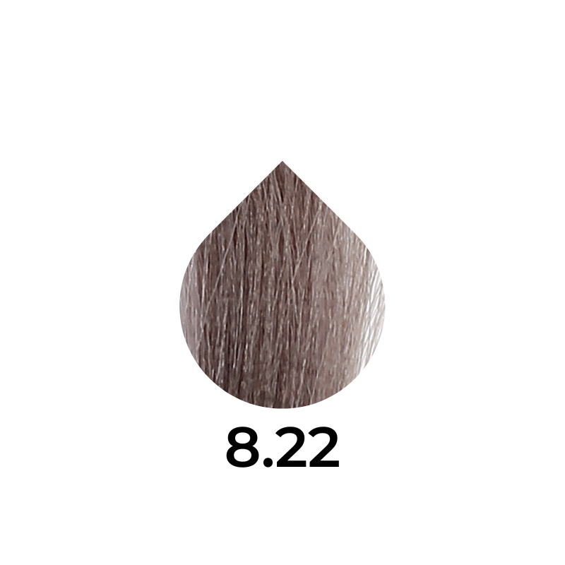 Hair color swatch in shade 8.2, showcasing warm brown tones for European beauty styling