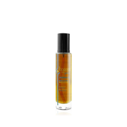 Moringa Oil Multi-Action 100ml bottle for skin and hair care, lightweight elixir in clear glass with black cap