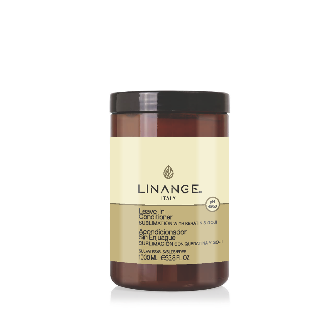 Linange Italy Leave-in Conditioner with Keratin & Goji, sulfate-free hair treatment for nourished, smooth hair