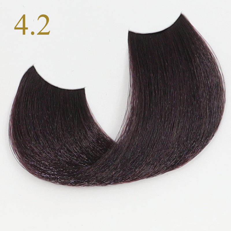 Dark brown hair swatch labeled 4.2 for beauty color selection
