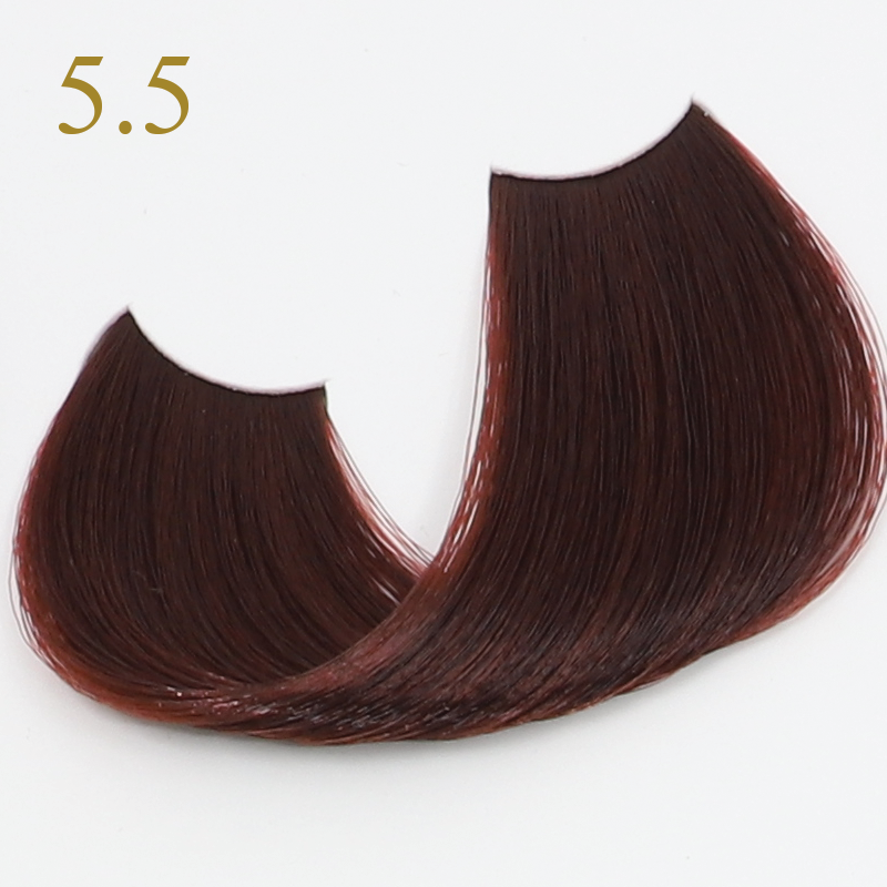 Rich mahogany hair color swatch 5.5 for salon or home use, smooth texture, vibrant tone