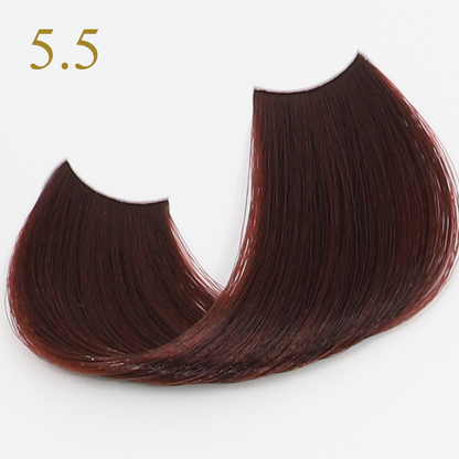 Rich mahogany hair color swatch 5.5 for salon or home use, smooth texture, vibrant tone