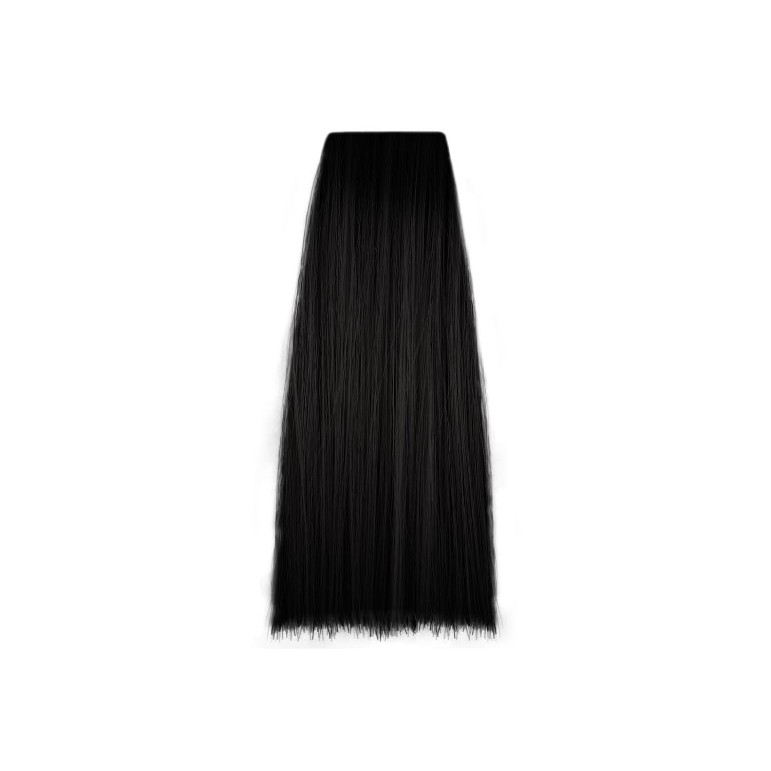 Jet black hair color swatch for professional salon use, showcasing deep, sleek tone