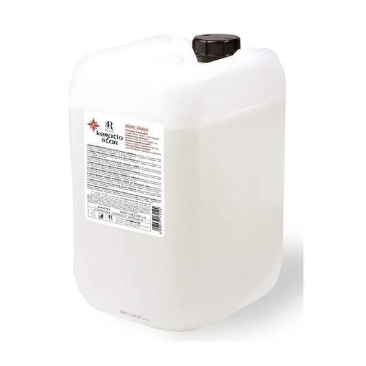 Keratin Star professional hair treatment in large white jug with black cap, salon-grade beauty product