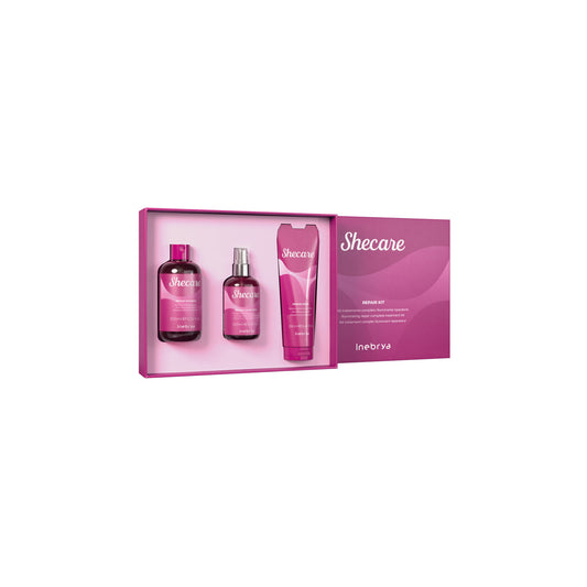Shecare Repair Kit with shampoo, magic spray & mask in pink gift box for hair treatment