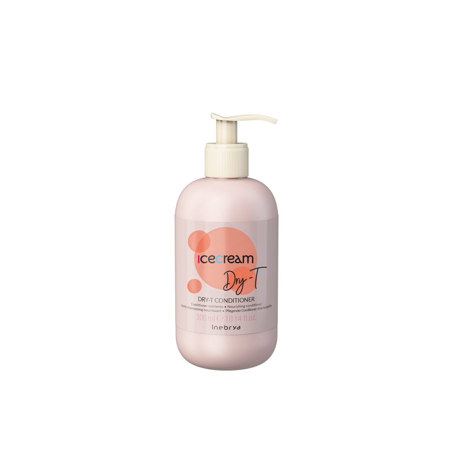Icecream Dry-T Nourishing Conditioner 300ml for dry hair care, pink bottle with pump dispenser