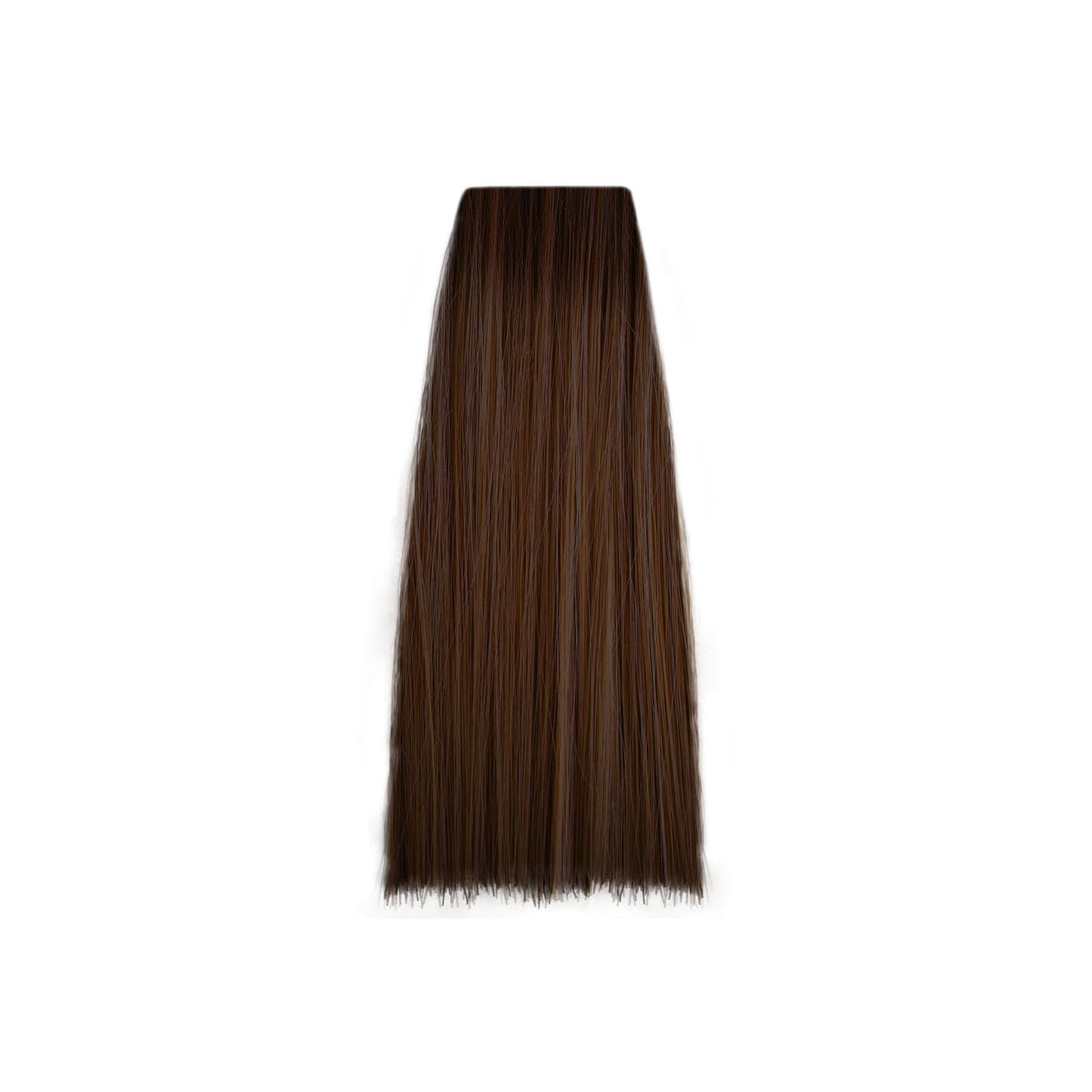 Rich dark brown hair swatch for salon color selection, smooth and straight texture