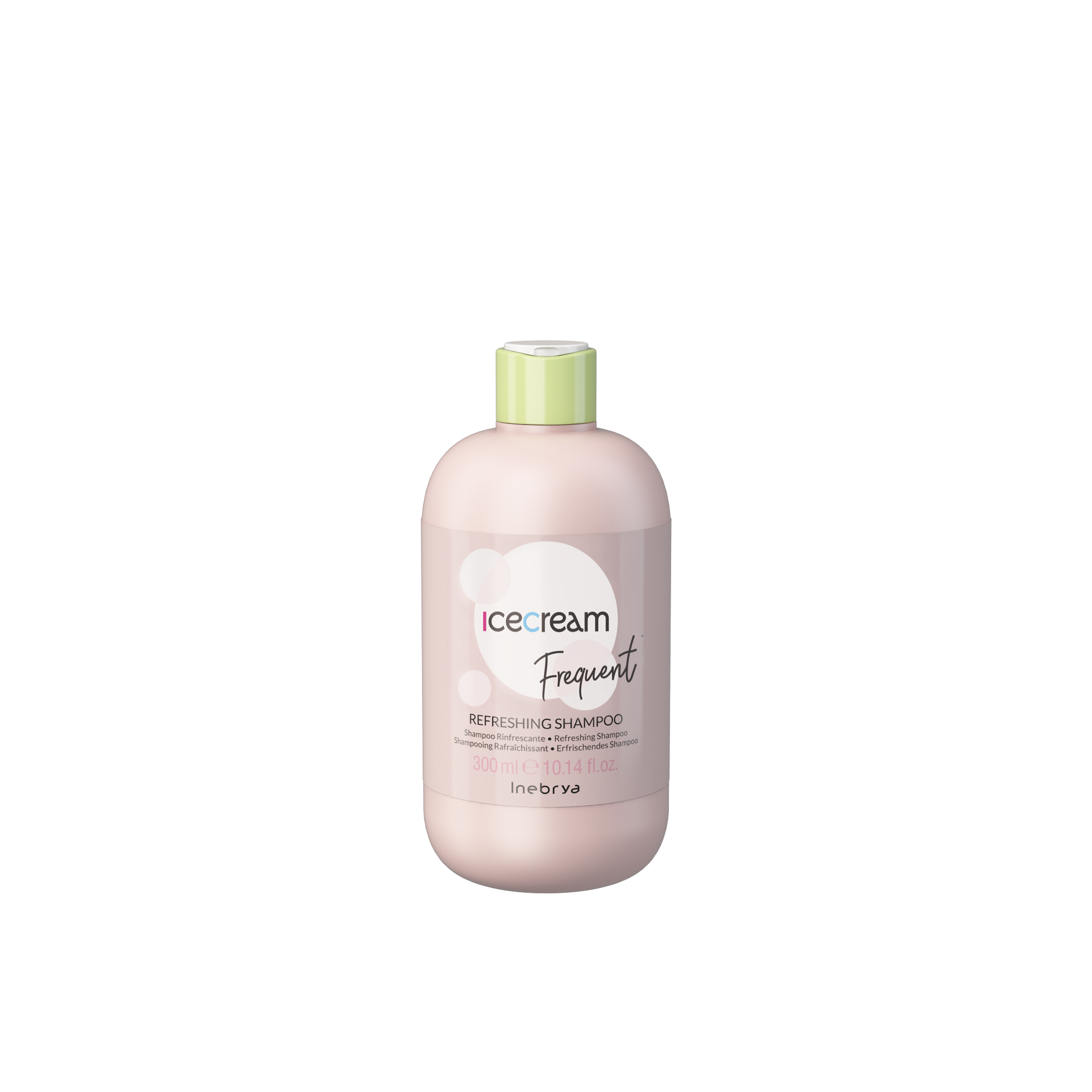 Icecream Frequent Refreshing Shampoo 300ml for daily hair care, gentle formula in pink bottle with green cap