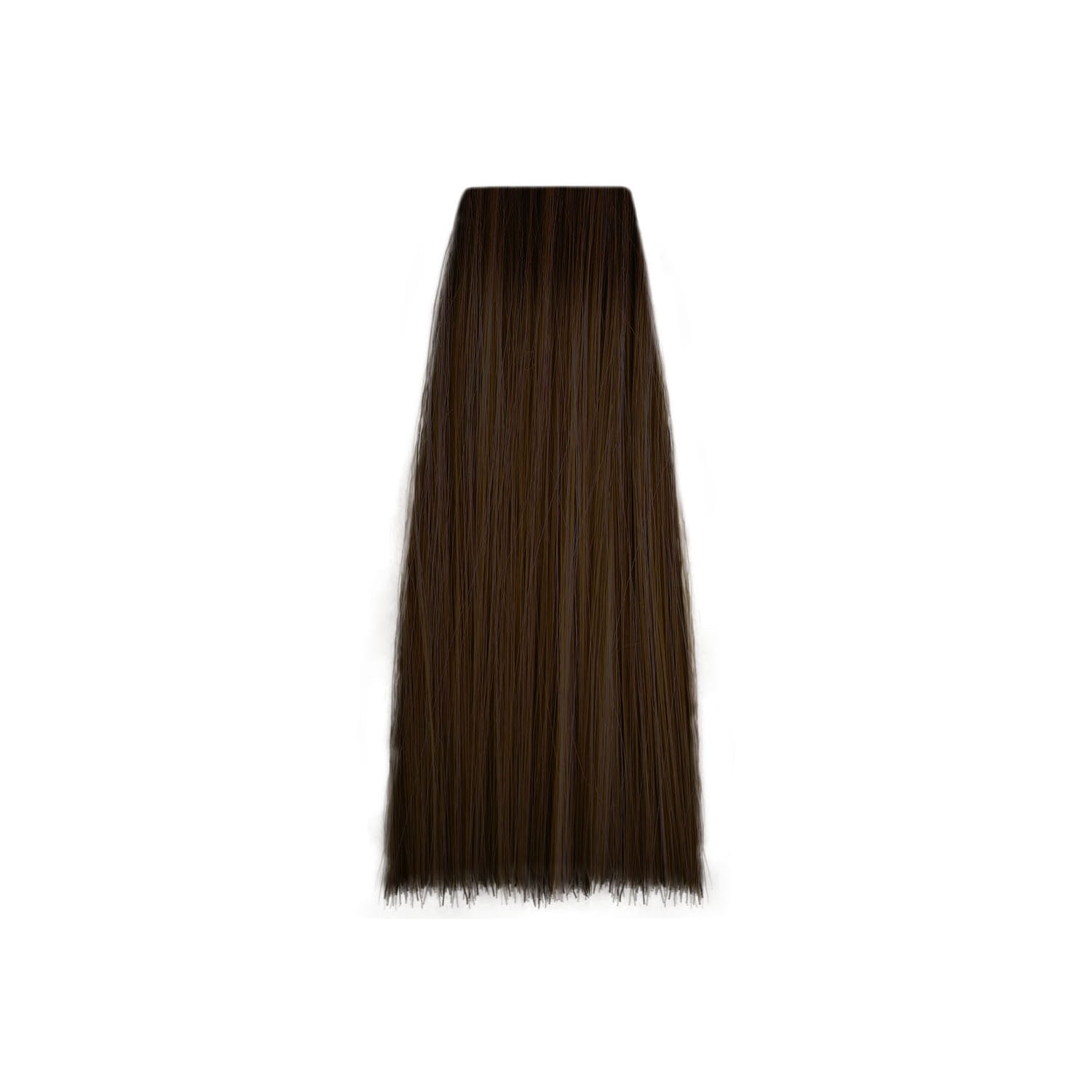 Rich dark brown hair swatch for salon color selection, smooth and straight texture