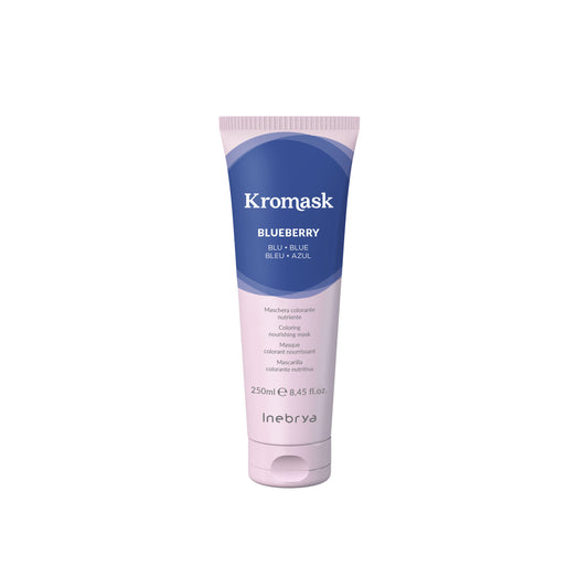 Kromask Blueberry coloring nourishing hair mask in 250ml tube, blue and pink packaging