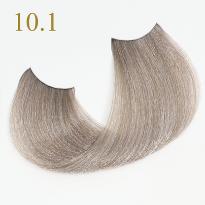 Hair color swatch 10.1 light ash blonde, smooth texture, salon-quality tone